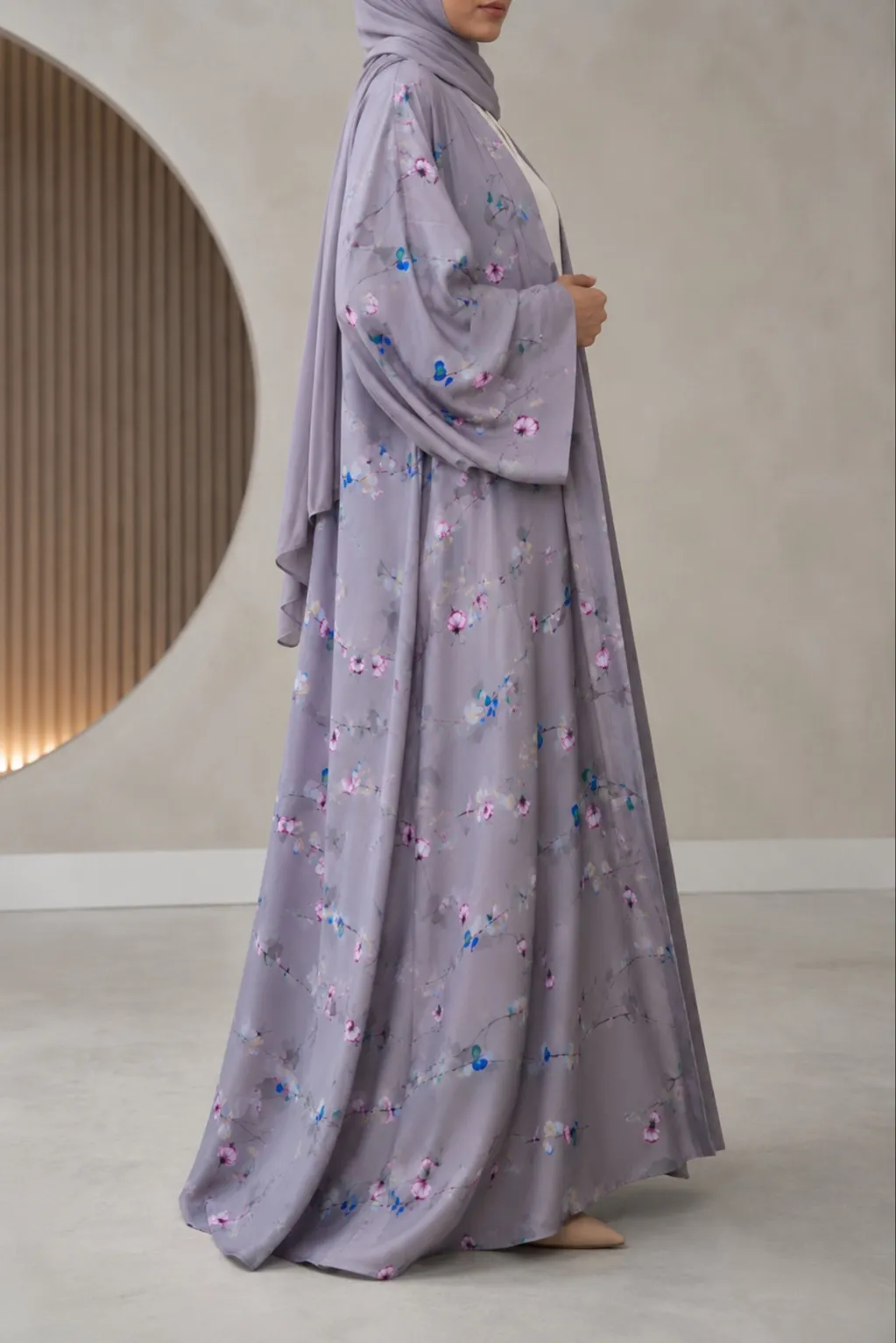 Lavender Blossom Digital Print Abaya